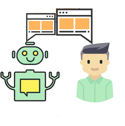 An image depicting a conversation between a human and a robot which represents a chatbot as a whole. This image portrays one of the solutions provided by Technotery as part of its Artificial Intelligence offerings